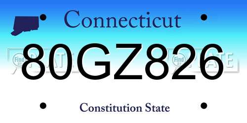 80GZ826 Connecticut License Plate