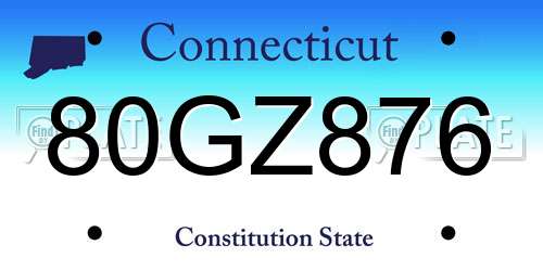 80GZ876 Connecticut License Plate