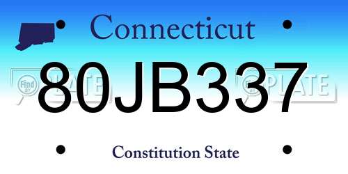 80JB337 Connecticut License Plate