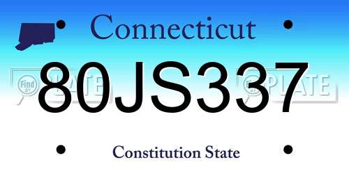 80JS337 Connecticut License Plate