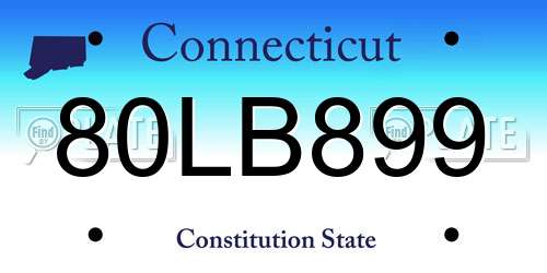 80LB899 Connecticut License Plate