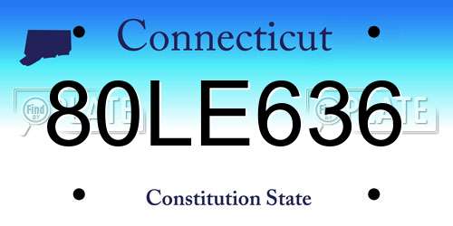 80LE636 Connecticut License Plate