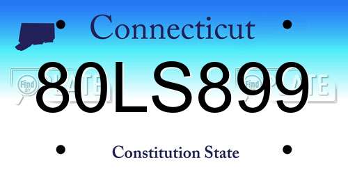 80LS899 Connecticut License Plate
