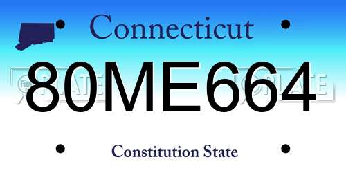 80ME664 Connecticut License Plate