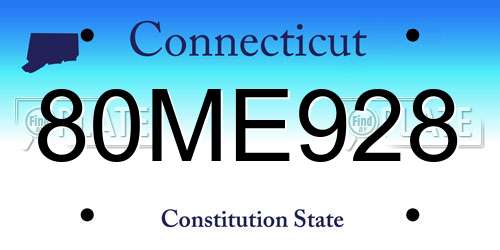 80ME928 Connecticut License Plate