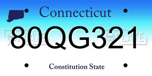 80QG321 Connecticut License Plate