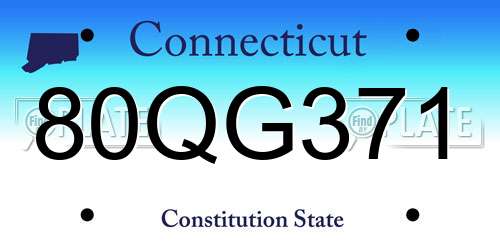 80QG371 Connecticut License Plate