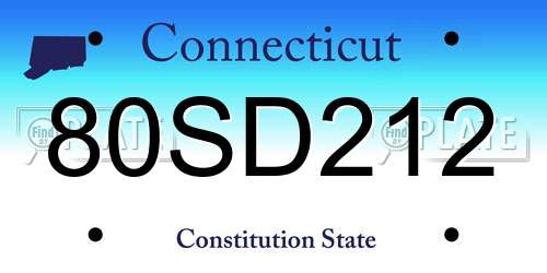 80SD212 Connecticut License Plate