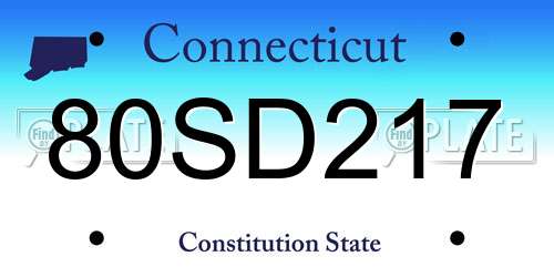 80SD217 Connecticut License Plate