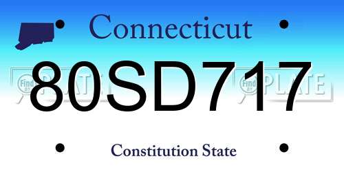 80SD717 Connecticut License Plate