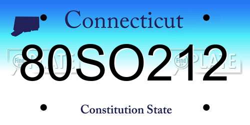 80SO212 Connecticut License Plate