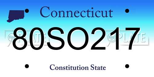 80SO217 Connecticut License Plate