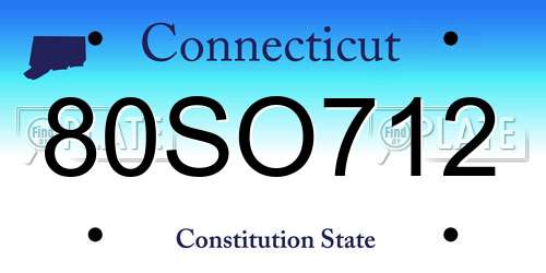 80SO712 Connecticut License Plate