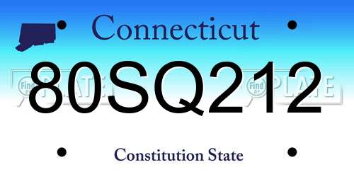 80SQ212 Connecticut License Plate