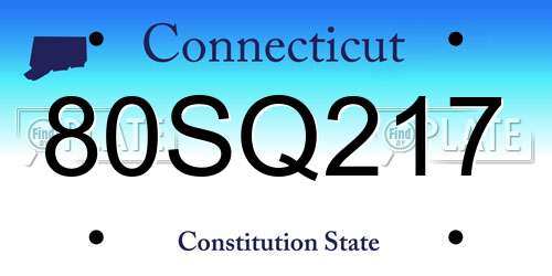 80SQ217 Connecticut License Plate