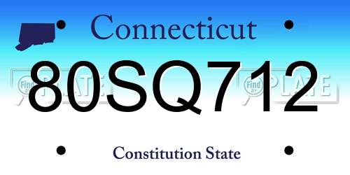 80SQ712 Connecticut License Plate