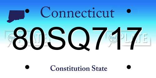 80SQ717 Connecticut License Plate