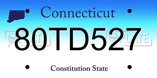 80TD527 Connecticut License Plate