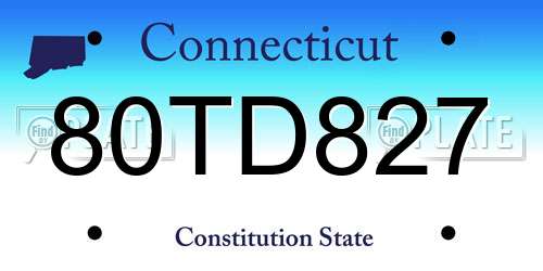 80TD827 Connecticut License Plate