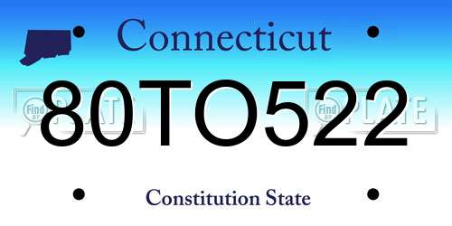 80TO522 Connecticut License Plate