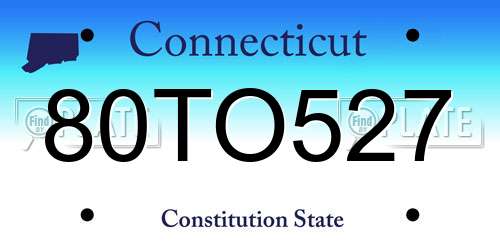 80TO527 Connecticut License Plate
