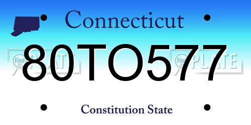 80TO577 Connecticut License Plate