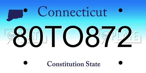 80TO872 Connecticut License Plate