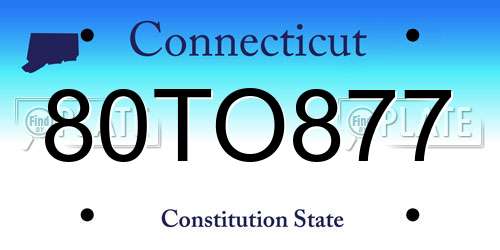 80TO877 Connecticut License Plate