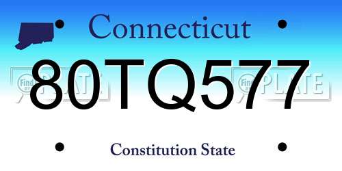 80TQ577 Connecticut License Plate