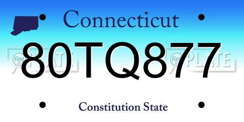 80TQ877 Connecticut License Plate
