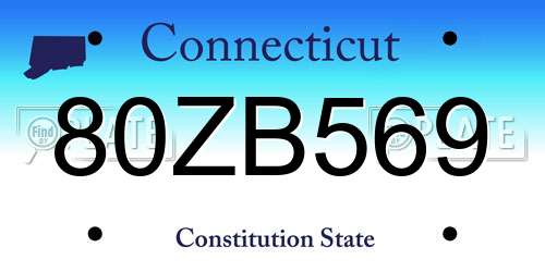 80ZB569 Connecticut License Plate