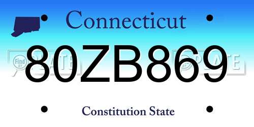 80ZB869 Connecticut License Plate