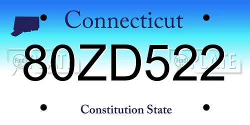 80ZD522 Connecticut License Plate
