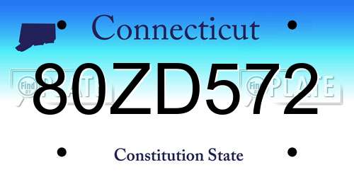 80ZD572 Connecticut License Plate