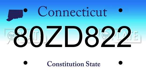 80ZD822 Connecticut License Plate