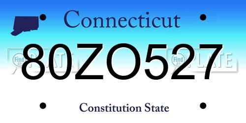 80ZO527 Connecticut License Plate