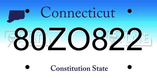 80ZO822 Connecticut License Plate