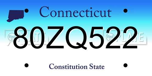80ZQ522 Connecticut License Plate
