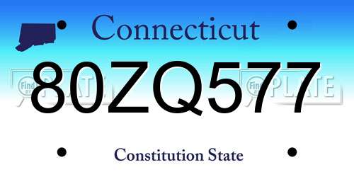 80ZQ577 Connecticut License Plate