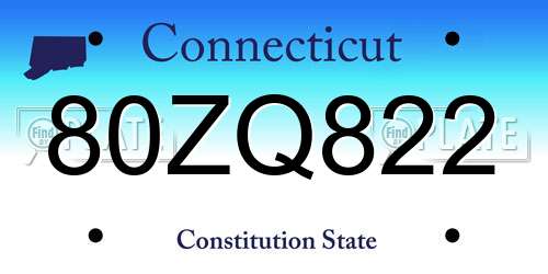 80ZQ822 Connecticut License Plate