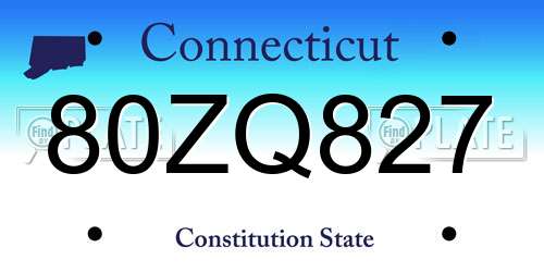 80ZQ827 Connecticut License Plate