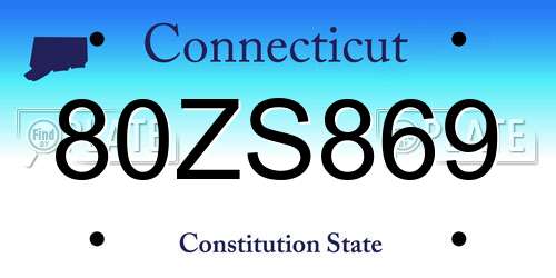 80ZS869 Connecticut License Plate