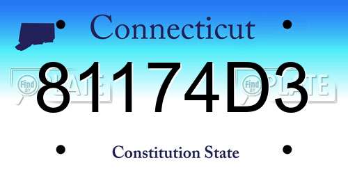 81174D3 Connecticut License Plate