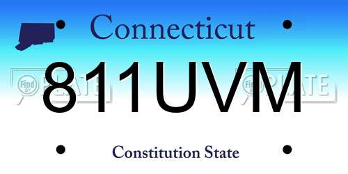 811UVM Connecticut License Plate