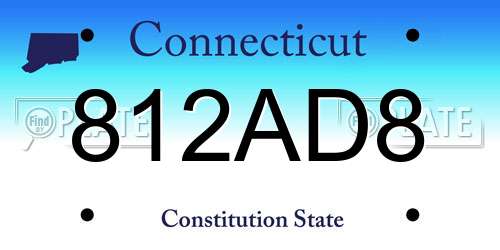 812AD8 Connecticut License Plate