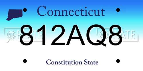 812AQ8 Connecticut License Plate