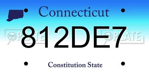 812DE7 Connecticut License Plate