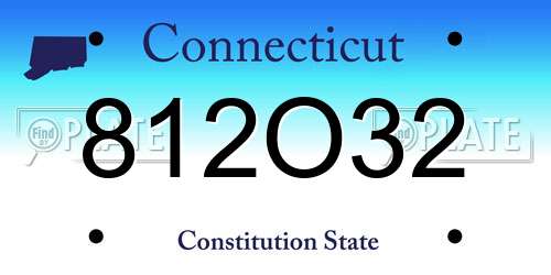 812O32 Connecticut License Plate