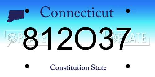 812O37 Connecticut License Plate