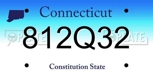 812Q32 Connecticut License Plate